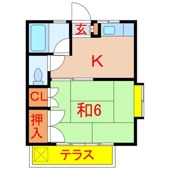間取図 京成松戸線/高根公団駅 徒歩14分 1階 築38年