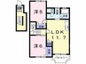 リバーサイドカーサＢ 2LDKの間取り