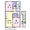 エアリーヒルズ壱番館 2LDKの間取り