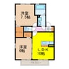 ルーラル諏訪Ａ棟 2LDKの間取り