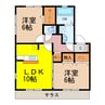 インターフレグラントＢ 2LDKの間取り