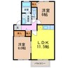 ロイヤルガーデン永田Ａ棟 2LDKの間取り