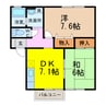 セジュール宮小路Ｃ棟 2DKの間取り