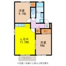 イーストレイクサイドＡ棟 2LDKの間取り
