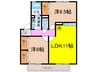 メルベーユ富の原B棟 2LDKの間取り