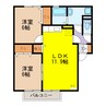 ウィルモア黒田 A棟 2LDKの間取り