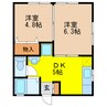ＫＣハイツ 2DKの間取り