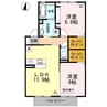 ハルブラッサム富の原 2LDKの間取り