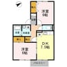 ロイヤルガーデン須田ノ木　C棟 2DKの間取り