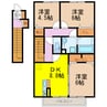 レジーナ富の原 3DKの間取り