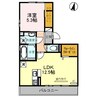 ヴェルジェ富の原Ⅱ 1LDKの間取り