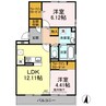 レジデンス富の原 2LDKの間取り