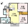 コンフォーティア三城Ⅱ 2LDKの間取り