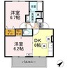 ウィルモアアサイ 2DKの間取り
