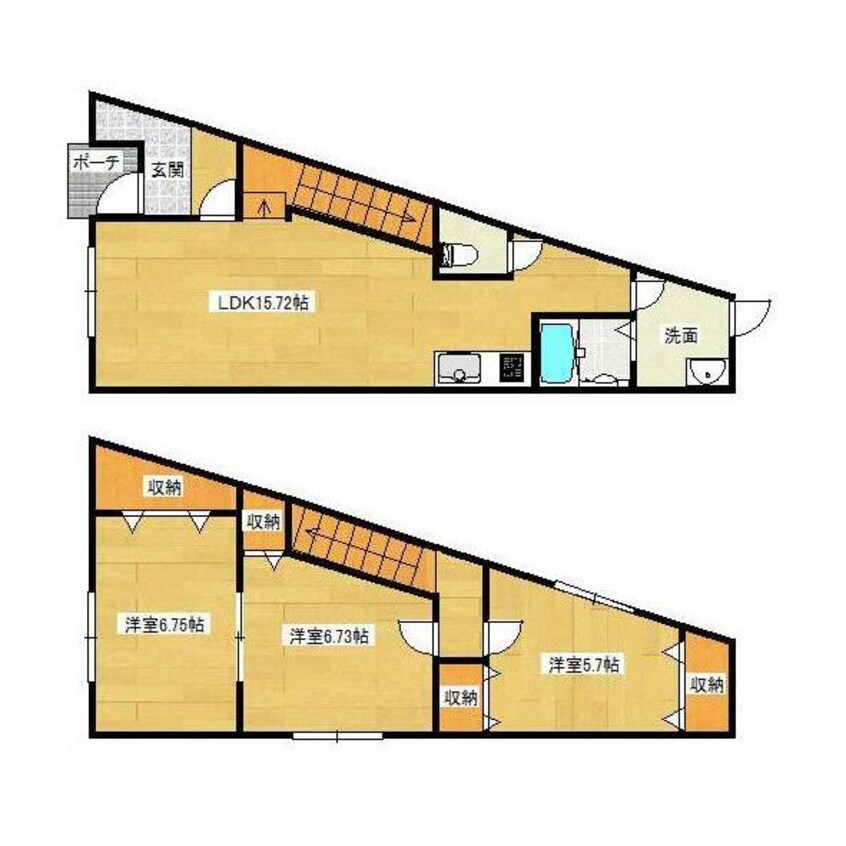 間取図 大村線/諏訪駅 徒歩16分 1-2階 築1年