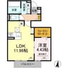 バロンコート 1LDKの間取り