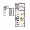 サニープレイス古町 2LDKの間取り