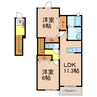 ベルファミーユⅠ　1番館 2LDKの間取り