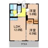 アメニティ青垣 2LDKの間取り