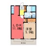 シャトー南多田 1LDKの間取り