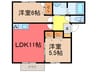 オレンジアイビー・柏原Ｂ 2LDKの間取り