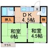第2柏原サニーハイツ 2DKの間取り