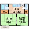 第2柏原サニーハイツ 2DKの間取り