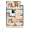 グランド　ハピネス 2LDKの間取り