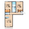 グリナージュ郷之山Ⅱ 2LDKの間取り