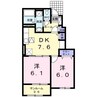 グレイス　ヴィラ　Ｂ 2DKの間取り