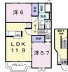 アバンツァート 2LDKの間取り
