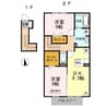 カーサアリエッタＡ・Ｂ・Ｃ　Ｂ棟 2DKの間取り