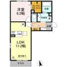 D-room花梨　Ａ棟 1LDKの間取り