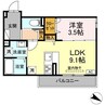 メルベーユ 1LDKの間取り