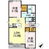 プレミア西条中央B棟 2LDKの間取り