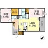 プレミア西条中央B棟 2LDKの間取り