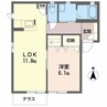 コーラル篠C 1LDKの間取り
