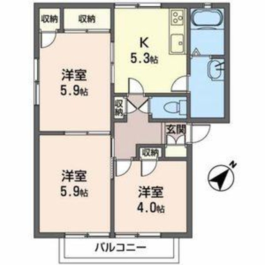 間取図 フレグランスタウン大槻D