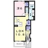 レジデンス愛B 1LDKの間取り