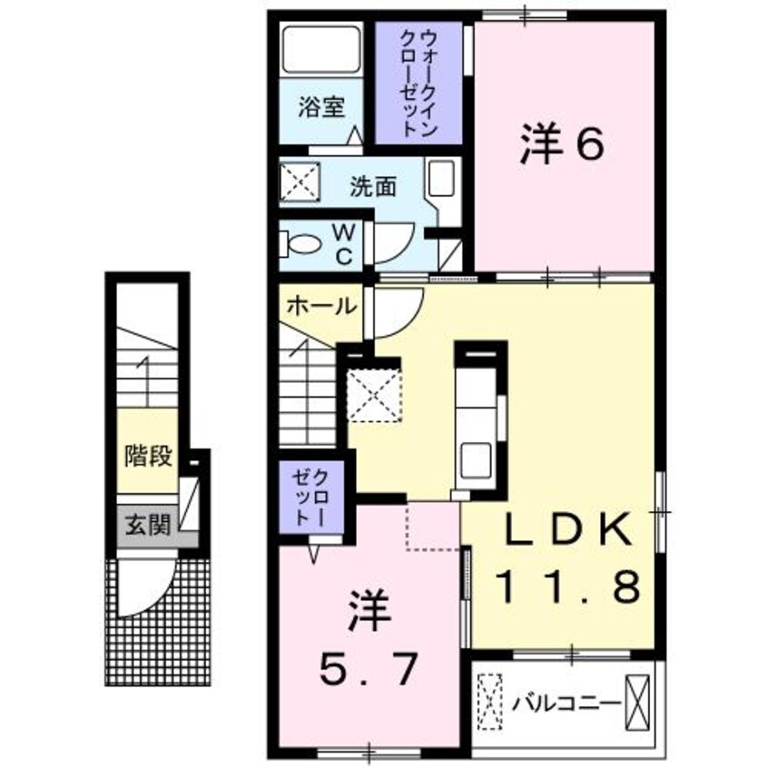 間取図 福知山線<JR宝塚線>/福知山駅 バス14分上松下車:停歩1分 2階 築6年