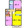 コア山崎 2LDKの間取り