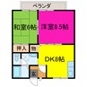 アムール安富 2DKの間取り