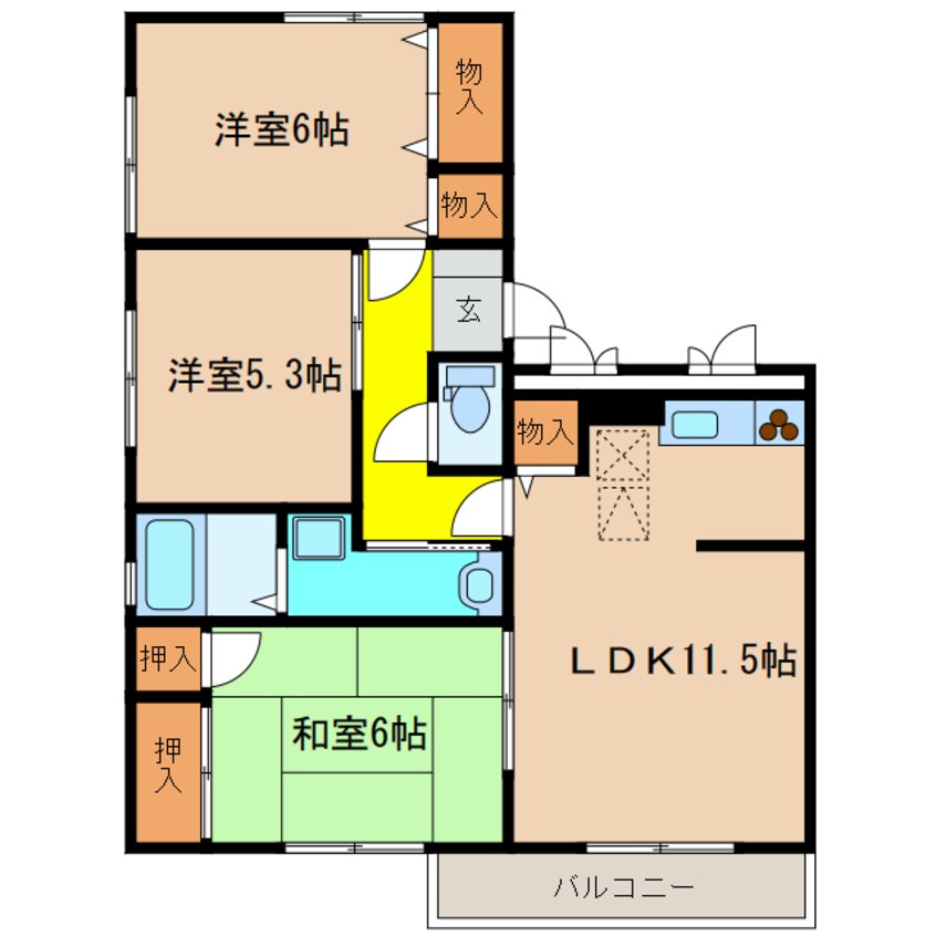 間取図 サウスヒルズ谷上