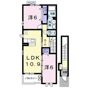 間取図 ｴｽﾎﾟﾜｰﾙ山の街Ⅱ