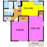 メルヴェイユ 2DKの間取り