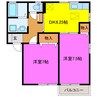 メルヴェイユ 2DKの間取り