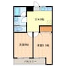 ルチェーレ愛野Ⅲ 2DKの間取り
