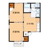 セジュール飛鳥 2DKの間取り