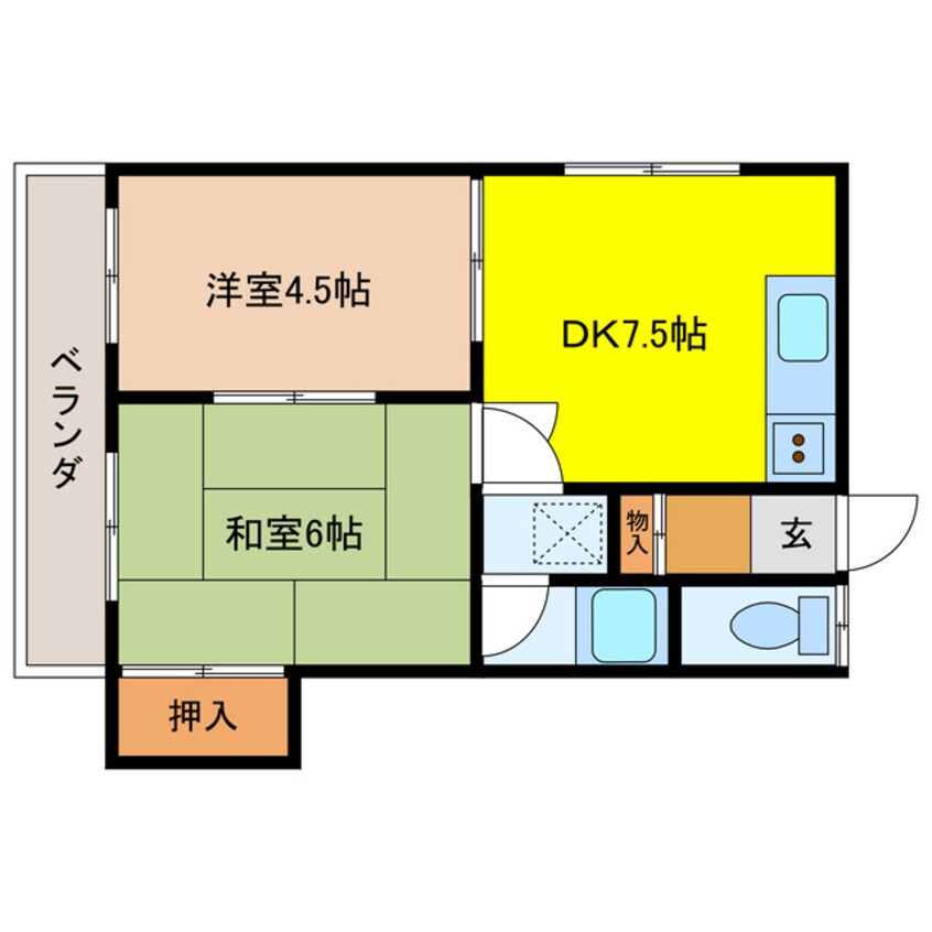 間取図 錦町４丁目アパート２階(染野)