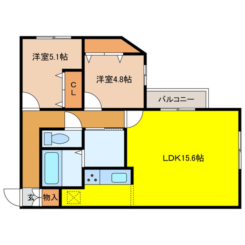 間取図 千歳線/千歳駅 徒歩10分 5階 築1年